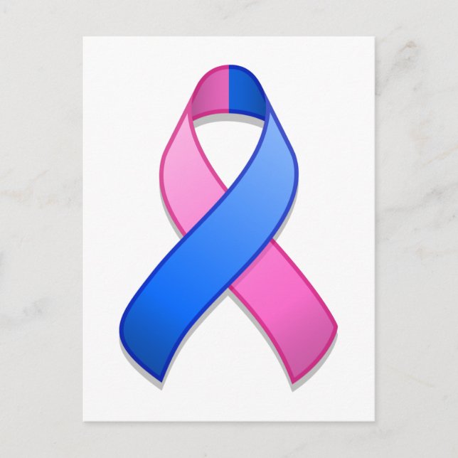 Blue and Pink Awareness Ribbon Postcard Postkarte (Vorderseite)