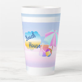 Blue and Pink Beach House Latte Tasse