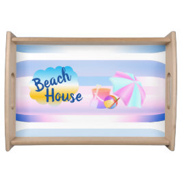 Blue and Pink Beach House Tray Serviertablett