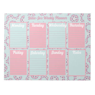 Blue and Pink Boho Weekekly Planner Notepad Notizblock