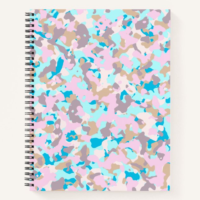 Blue and Pink Camouflage Spirale Notebook Notizbuch (Vorderseite)