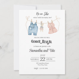Blue and Pink Gender Reveal Invitation Einladung