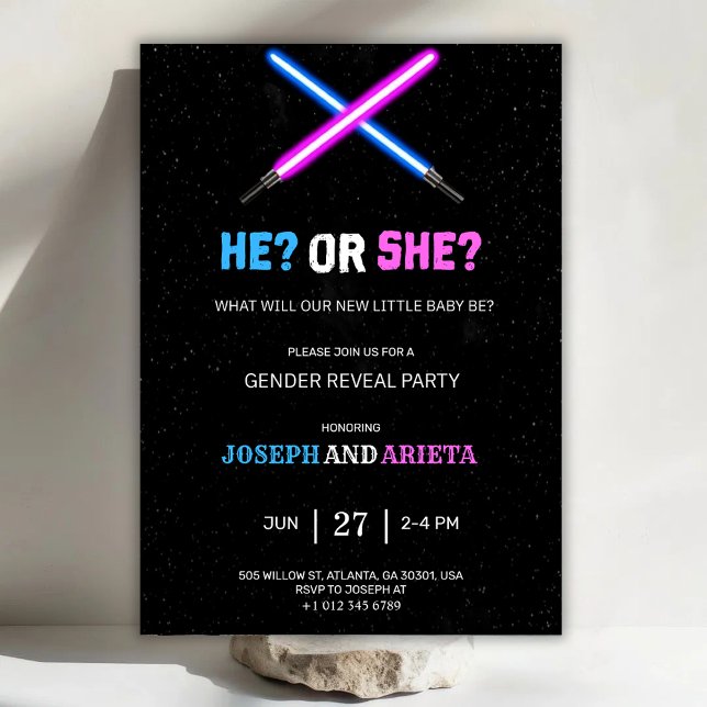 blue and pink gender reveal party invitation einladung (Von Creator hochgeladen)