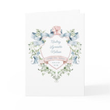 Blue and Pink Grandmillennial Ribbon Wappen Baby