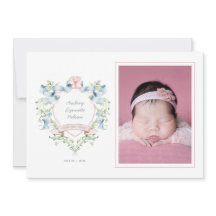 Blue and Pink Grandmillennial Ribbon Wappen Baby