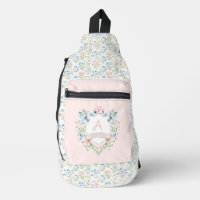 Blue and Pink Grandmillennial Ribbon Wappen Baby