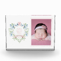 Blue and Pink Grandmillennial Ribbon Wappen Baby