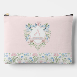 Blue and Pink Grandmillennial Ribbon Wappen Baby Zubehörtasche