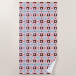 Blue and pink hues geometric patterned  strandtuch