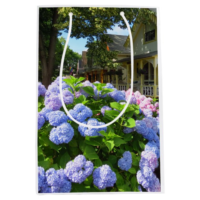 Blue and Pink Hydrangeas - Martha's Vineyard Mediu Mittlere Geschenktüte (Vorderseite)