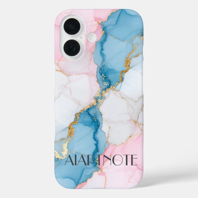 Blue and Pink Marble with Gold Veins Case-Mate iPhone Hülle (Rückseite)