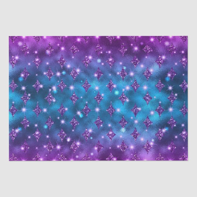 Blue and Pink Ombre Glitzer Celestial Pattern Seidenpapier (Vorderseite)