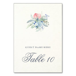 Blue and Pink Peonies Wedding Escort Card Tischnummer