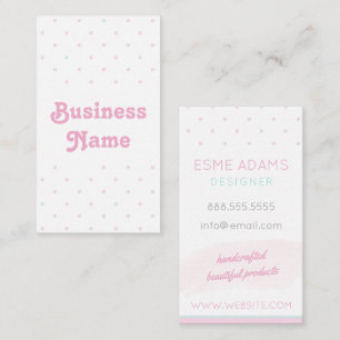 Blue and Pink Polka Dots Business Card Visitenkarte