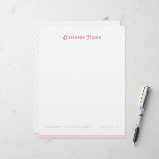 Blue and Pink Polka Dots Letterhead Briefbogen (Vorderseite/Rückseite Beispiel)