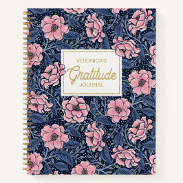 Blue and Pink Viktorianisch Camellia Dankesblatt Notizbuch