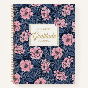 Blue and Pink Viktorianisch Camellia Dankesblatt Notizbuch