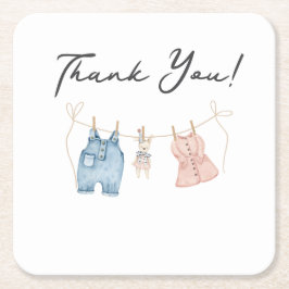 Blue and Pink Watercolor Gender Reveal  Rechteckiger Pappuntersetzer