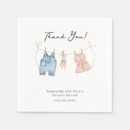 Blue and Pink Watercolor Gender Reveal  Serviette