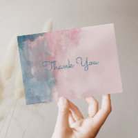 Blue and Pink Watercolor vielen Dank Postcard