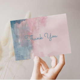 Blue and Pink Watercolor vielen Dank Postcard Einladungspostkarte