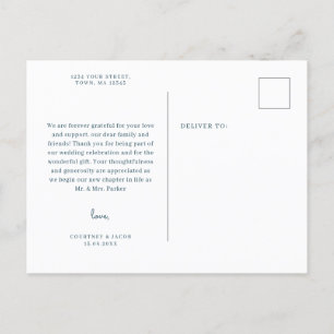 Blue and Pink Watercolor vielen Dank Postcard Einladungspostkarte