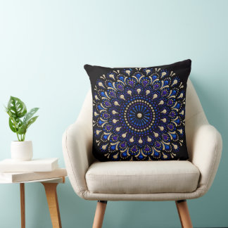 Blue and Purple Mandala Decorative Pillow Kissen