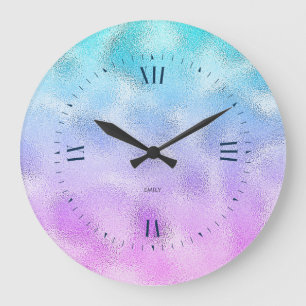 Blue and purple shimmering textur backgroun große wanduhr