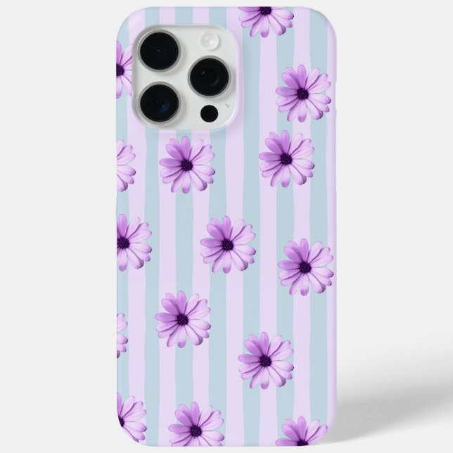 blue and purple striped daisy pattern Case-Mate iPhone hülle (Rückseite)
