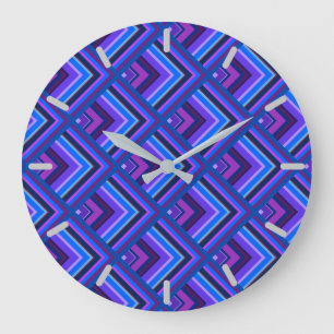 Blue and purple stripes scale pattern große wanduhr