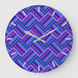 Blue and purple stripes weave große wanduhr
