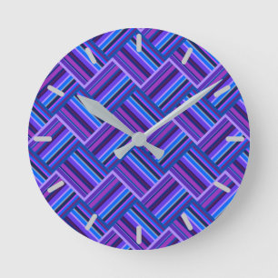 Blue and purple stripes weave runde wanduhr