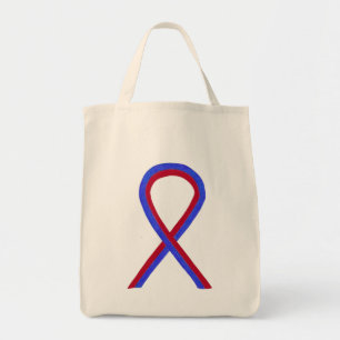 Blue and Red Awareness Ribbon Custom Art Toag Tragetasche