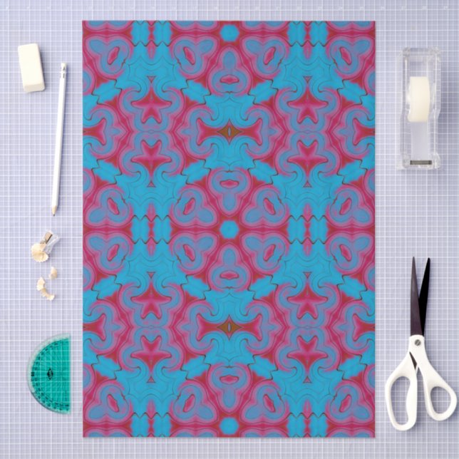 Blue and Red Boho Seidenpapier (Handwerk)