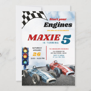 Blue and Red Boy Race Sport Cars Geburtstag Einladung