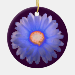 Blue and Red Marigold Custom Birthday Pendant Keramikornament