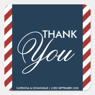 Blue and Red Nautical Wedding Danke Sticker