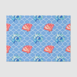 Blue and Red Seashells Seidenpapier