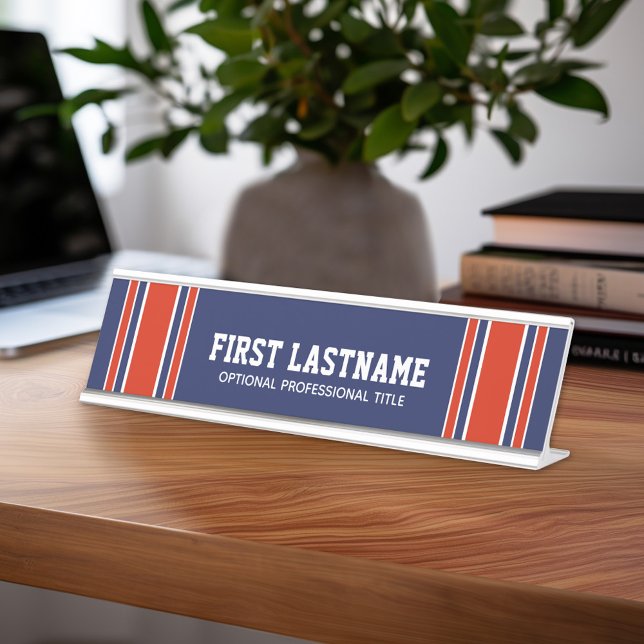 Blue and Red Sports Jersey Name - Kann Farbe ausge Schreibtischnamensplakette (Personalized Sports Theme Desk Name Plate - Great Coach Appreciation Gift or Locker room Decor)