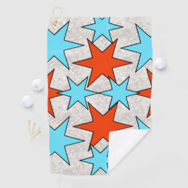 Blue and Red Star Print Golfhandtuch