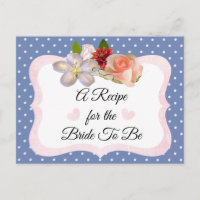 Blue and Rose Gold Blush Pink Rezept Card
