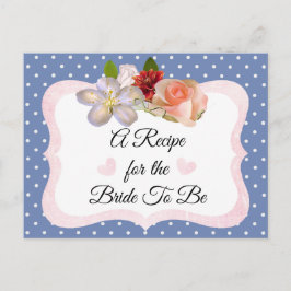 Blue and Rose Gold Blush Pink Rezept Card Postkarte