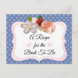Blue and Rose Gold Blush Pink Rezept Card Postkarte