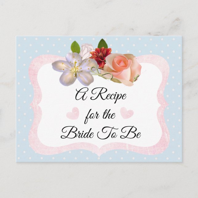 Blue and Rose Gold Blush Pink Rezept Card Postkarte (Vorderseite)
