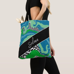 Blue and Sage Green Fluid Art Personalisiert