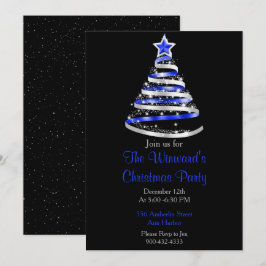 Blue and Silver Christmas Tree Einladung