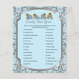 Blue and Silver Damask Teddy Bears - Candy Game Flyer