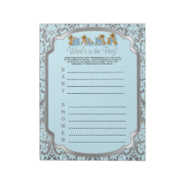 Blue and Silver Damask Teddy Bears - Spiel Notizblock