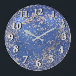 Blue and Silver Flocked Ornament<br><div class="desc">10.75" Runde Acrylic Clock with an image of a blue ornament with silver flocking. See the entire Hanukkah Clock collection under the HOME category in the HOLIDAYS sektion.</div>