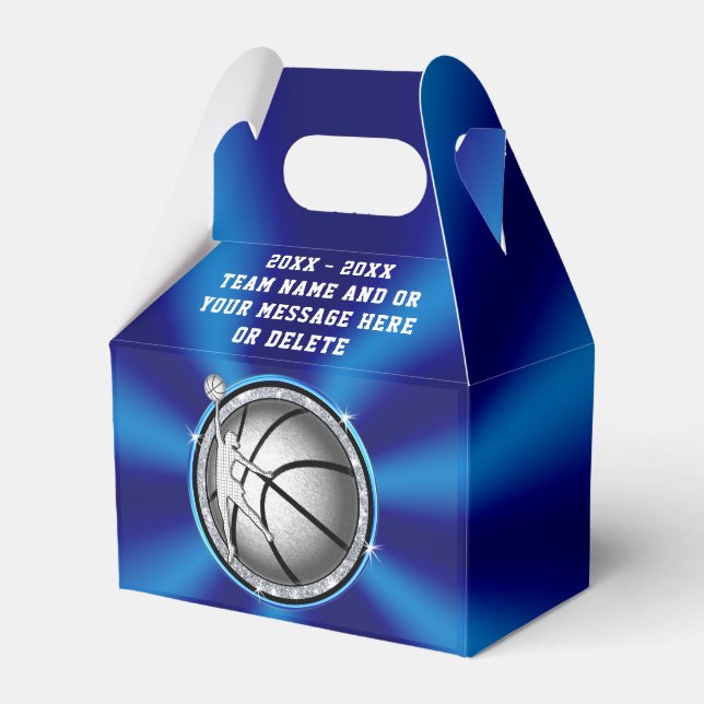 Blue and Silver Girls Basketball Leckerei Bags Box Geschenkschachtel (Vorderseite)